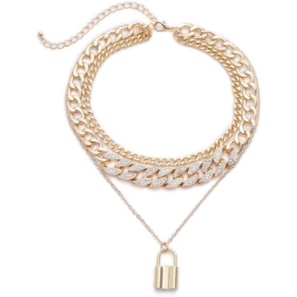 Fashion-Forward Rhinestone Cuban Link Necklace Set - Perfect for Every Occasion - Picture 4 of 8